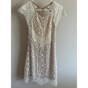 Signature 8 White Lace Open Back Mini Dress